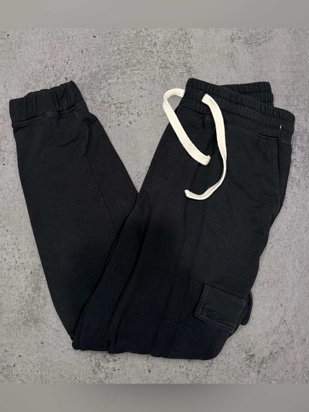 RSQ Kids Black Cargo Joggers with White Drawstring